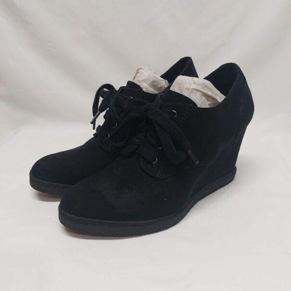 Xappeal Black Suede Lace Up Wedge Boots Booties Sz 9 Womens Punk Goth Vintage
